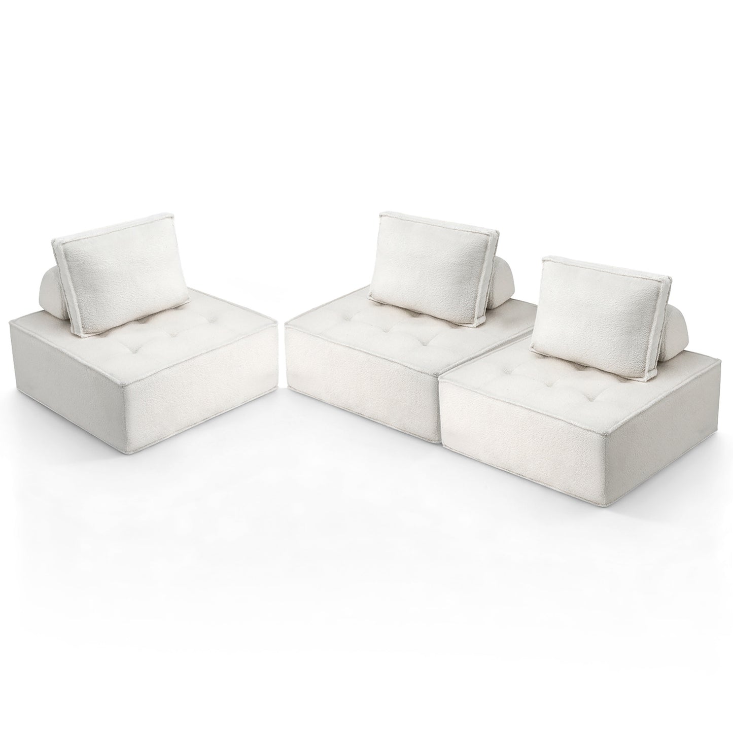 Artiss 3 Floor Sofa Lounge Chair with Pillow SBED-K-FLD01-3S-WH