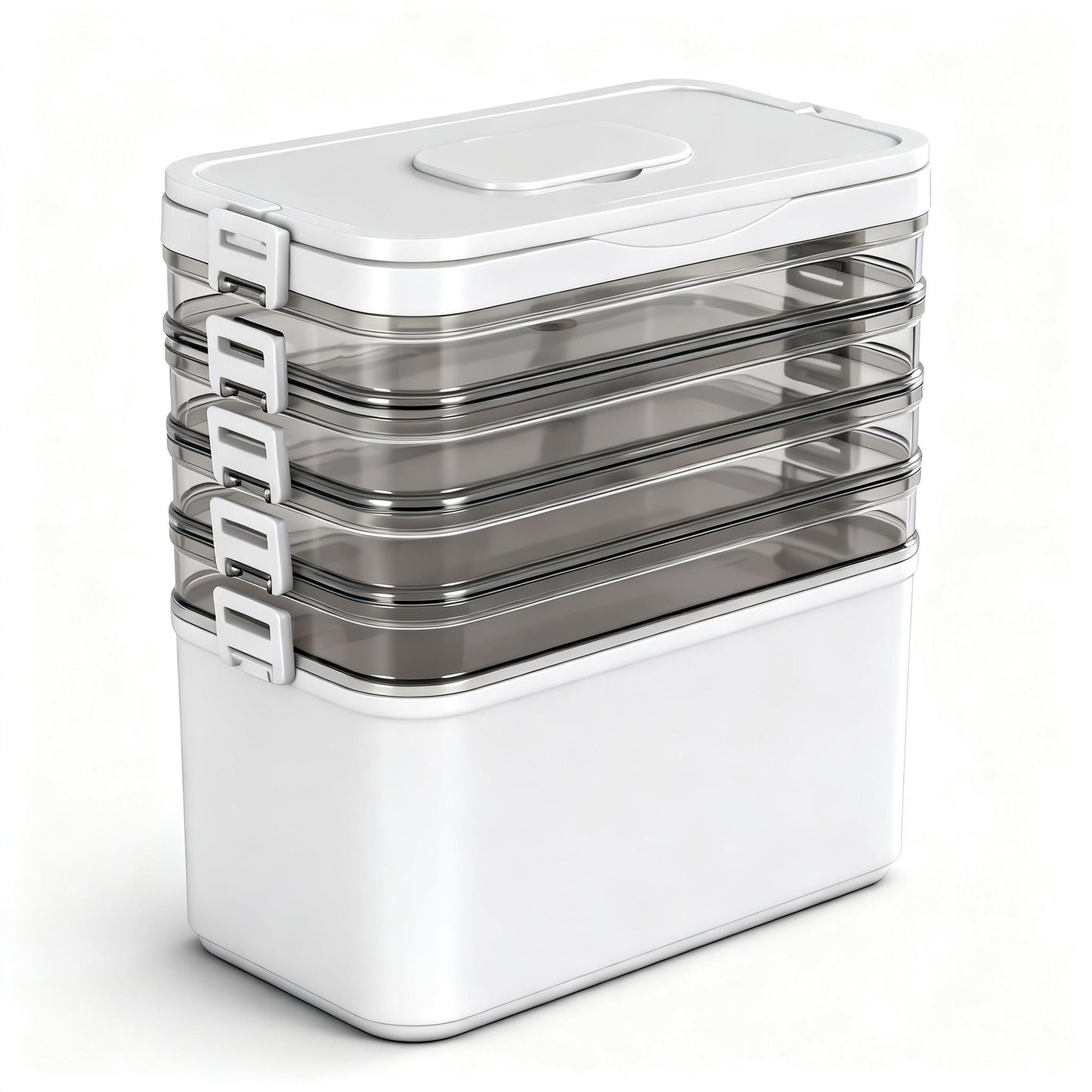 Artiss 5 Tier Portable Storage Box Detachable with Handles Plastic Clear SC-PLS-5T-WH