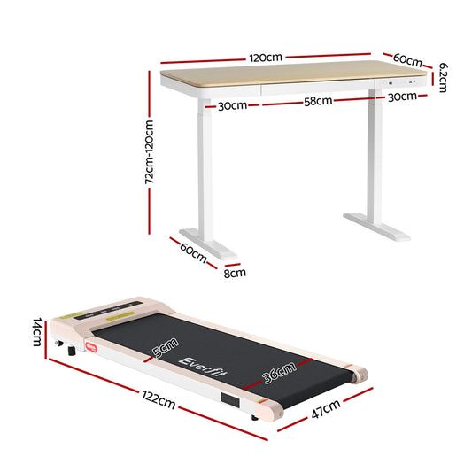 Artiss Electric Treadmill with 120cm Automatic Standing Desk Walking Pad 360mm SDTM-S08-NW-360PAD