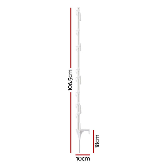 Giantz Electric Fence Posts 20pcs Electric Fence Poly White SFC-FP110-20-WH