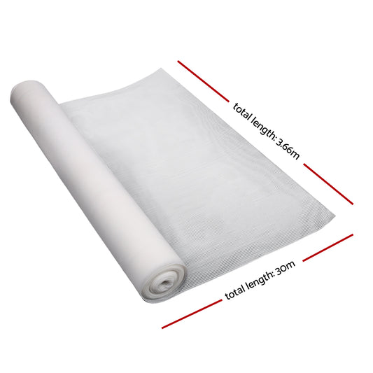 Instahut 90% Shade Cloth 3.66x30m Shadecloth Wide Heavy Duty White SH-CL-DL-366X300-195-R-WH