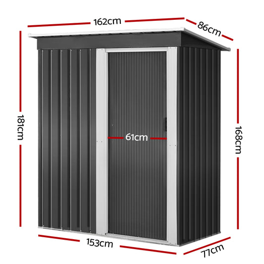 Giantz Garden Shed 1.62x0.86M Sheds Outdoor Storage Tool Workshop House Shelter Sliding Door SHED-FLAT-3X5-AB