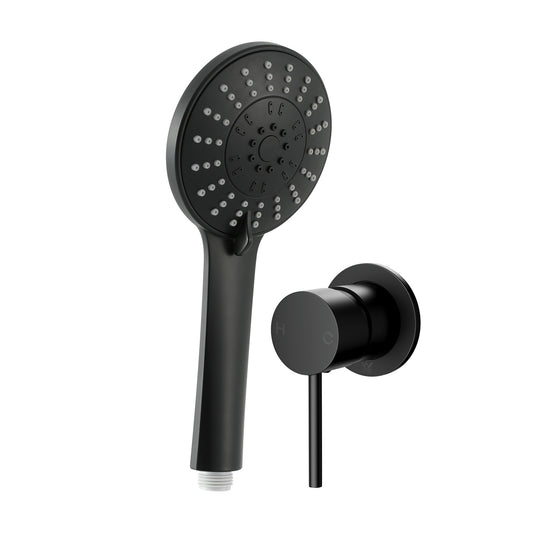 Cefito 4.5" Handheld Shower Head Round with Wall Bathroom Mixer SHOWER-A4-RO-BK-MIXER-RO