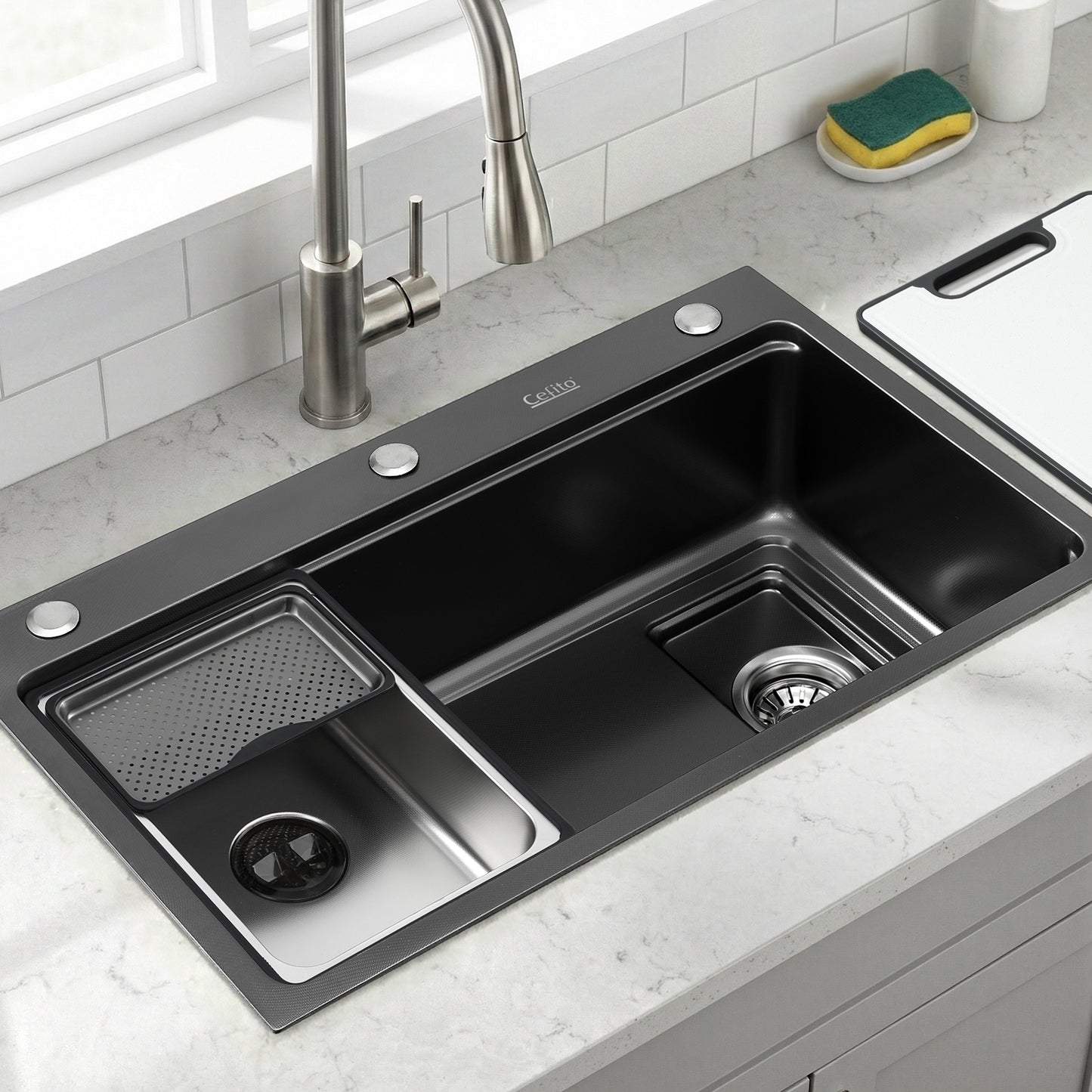 Cefito Kitchen Sink 304 Stainless Steel Bar Sink Millet Grain Water Basin Sink SINK-RG-7545T-BK
