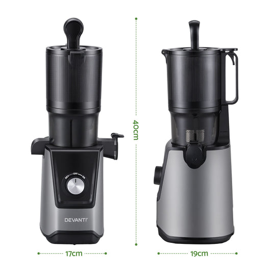 DEVANTI Slow Juicer Cold Press 200W for Fruit Vegetable Juice SJ-C-046-BK