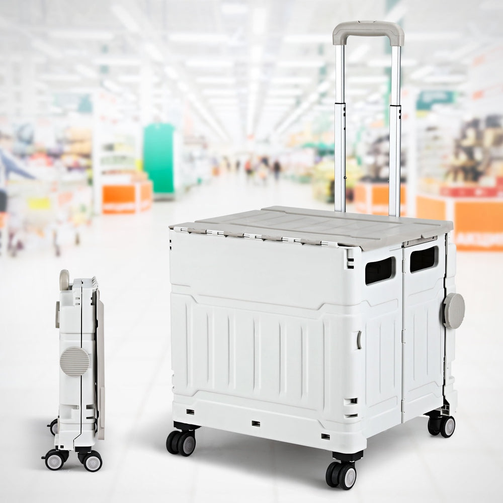 Emajin Shopping Trolley Cart 75L Foldable White ST-75L-PLA-WH