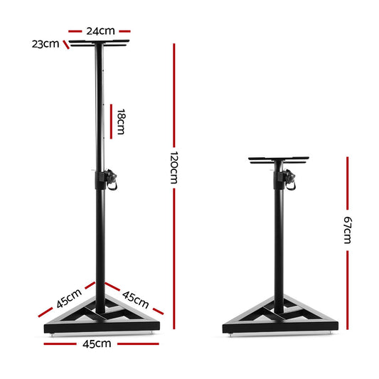 Alpha Speaker Stand 67-120cm Adjustable Height Surround Sound Studio Home 2pcs STAND-SPEAKER-X2P-FC2