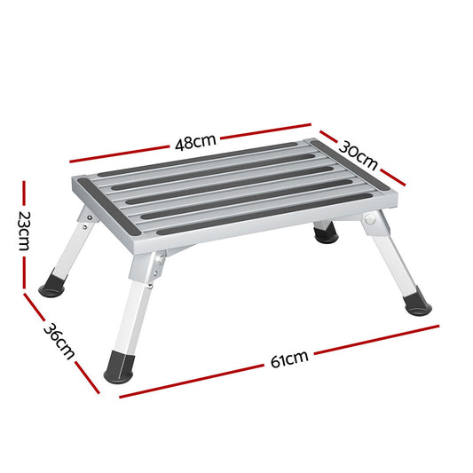 Weisshorn Caravan Step Folding Aluminium Step Ladder Stool STEP-CV-1S-STOOL-SI