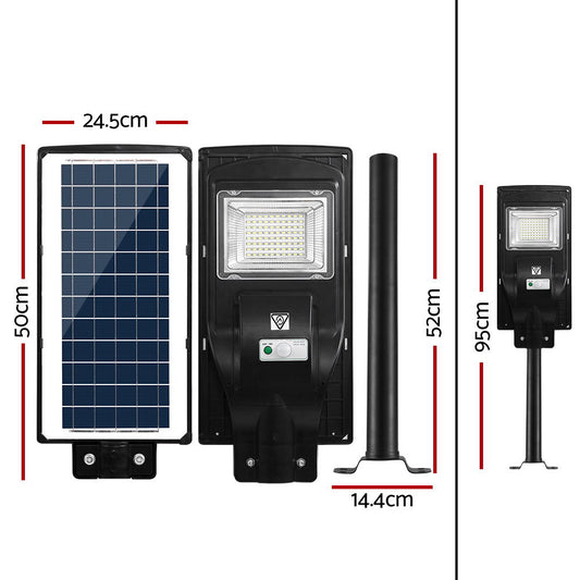 Leier 80 LED Solar Street Light 90W Flood Motion Sensor Remote Outdoor Wall Lamp x2 STL-OP-90WX2