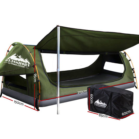 Weisshorn Double Swag Camping Swags Canvas Free Standing Dome Tent Celadon SWAG-C-WING-D-CE