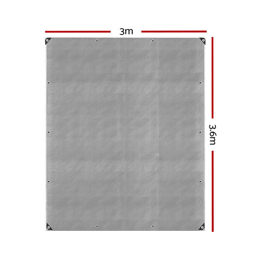 Instahut Tarp Tarpaulin 3x3.6m Canvas Camping Heavy Duty Sun Cover TARP-BKSI-3X36