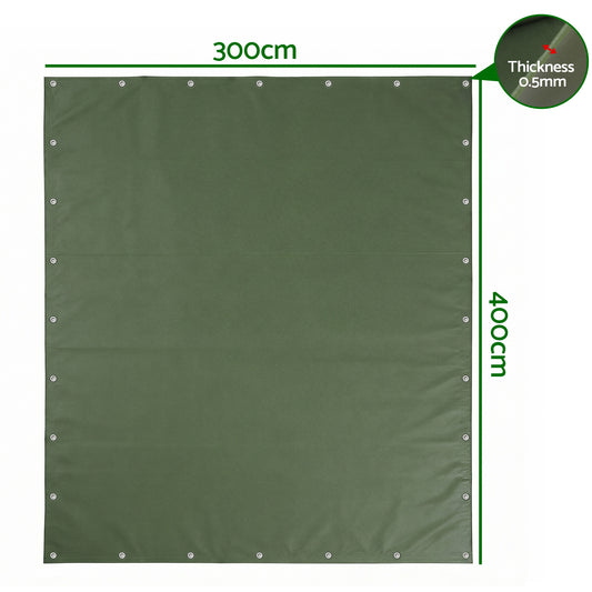 Instahut 3x4m Tarp Tarpaulin 600GSM Camping Canvas Heavy Duty Water Resistant TARP-GR-3X4