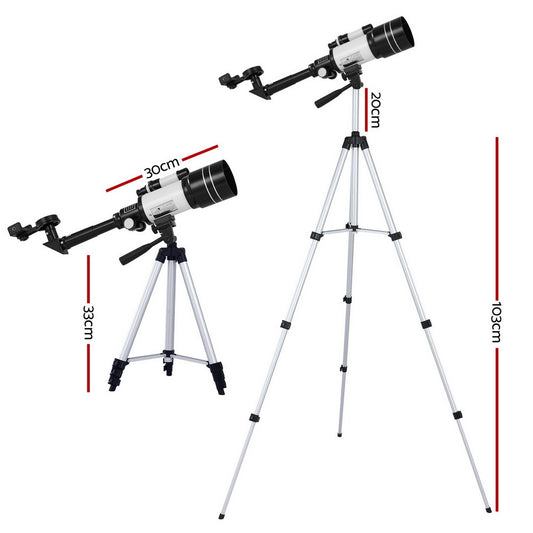 Portable 150X HD Astronomy Telescope with Tripod Optical Outdoor for Kids Adults TELESCOPE-TRI-BAK7-3M-WH