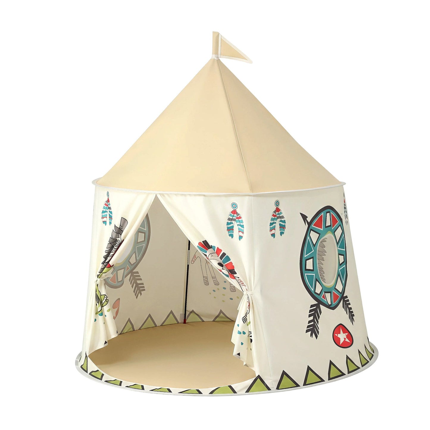Keezi Kids Play Tent Playhouse Castle with Window Flag Carry Bag 115cmx115cm TENT-PLAY-116CM-MC