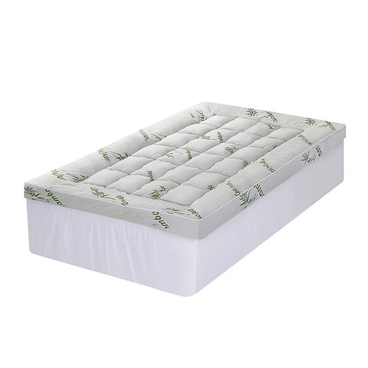 Giselle Bedding 1500GSM Pillowtop Mattress Topper Bamboo Mattress Pad for Back Pain Relief Washable 11cm TOPPER-BAM-11-S