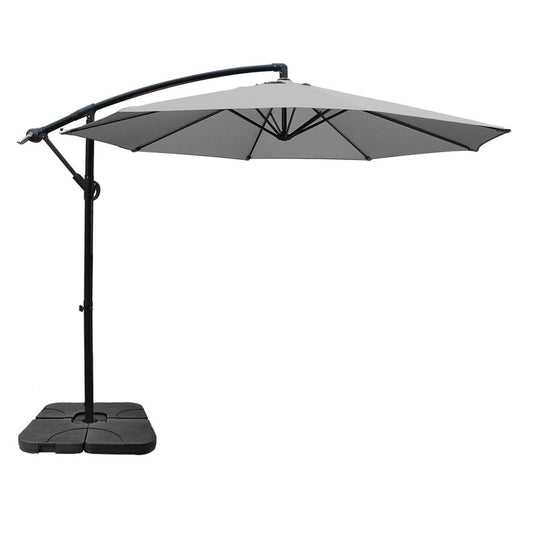 Instahut Umbrella Outdoor Umbrellas Cantilever Sun Stand UV Garden Base Grey 3M UMB-BAN-50N-COM-GR