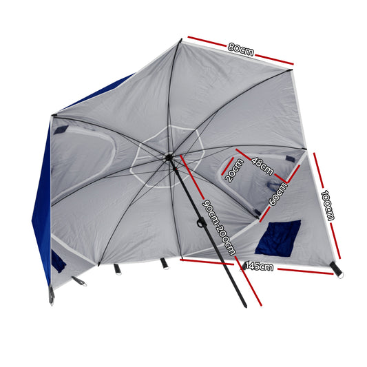 Instahut Beach Umbrella Outdoor Umbrellas Garden Sun Extension Pole Sun Canpoy UMB-BEACH-BL