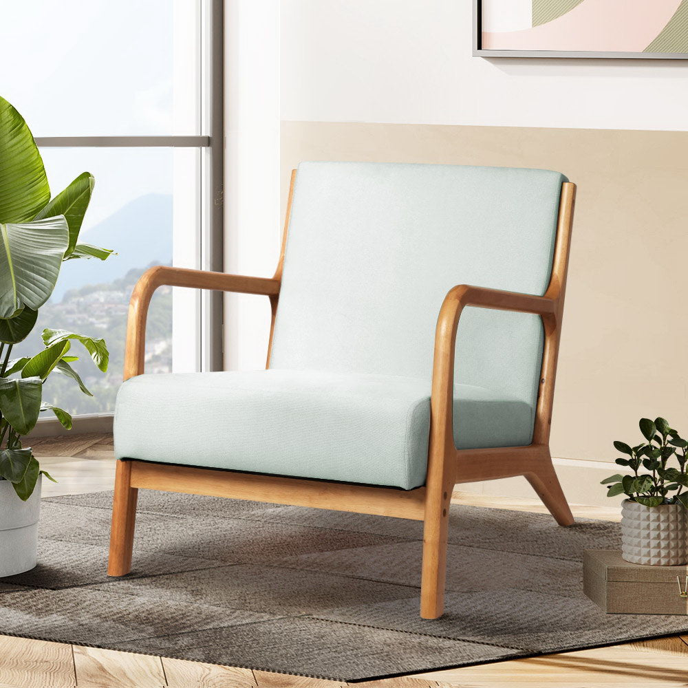 Artiss Armchair Fabric Grey Olive UPHO-C-ARM-5099-GY