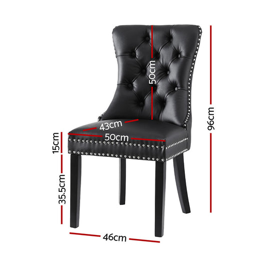 1 Set of 4 Artiss Dining Chairs Black Leather UPHO-C-DIN-1061-BKX4