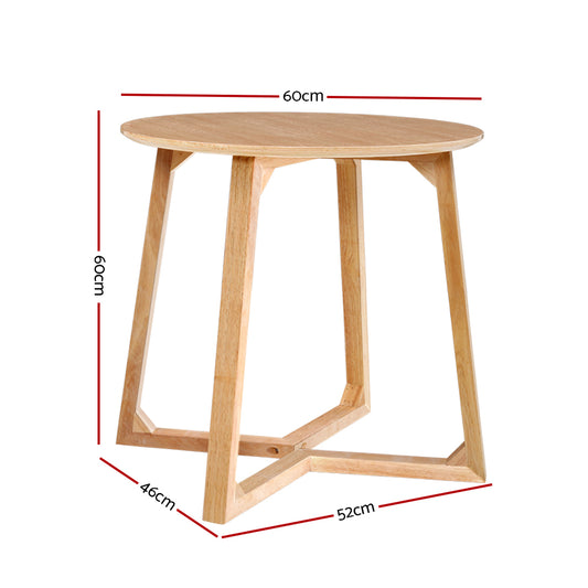 Artiss Coffee Table Round Side Tables Nightstand Bedside Furniture Wooden Beige UPHO-C-TAB-8080-WD