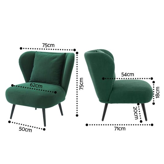 Artiss Armchair Accent Chair Lounge Tub Sofa Couch Corduroy Velvet Green UPHO-J-ARM-COR-GN