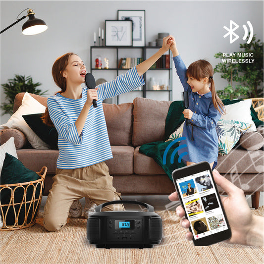 Laser Bluetooth CD/MP3 Boombox - Portable FM Radio Player V1031-CDBB-BT500