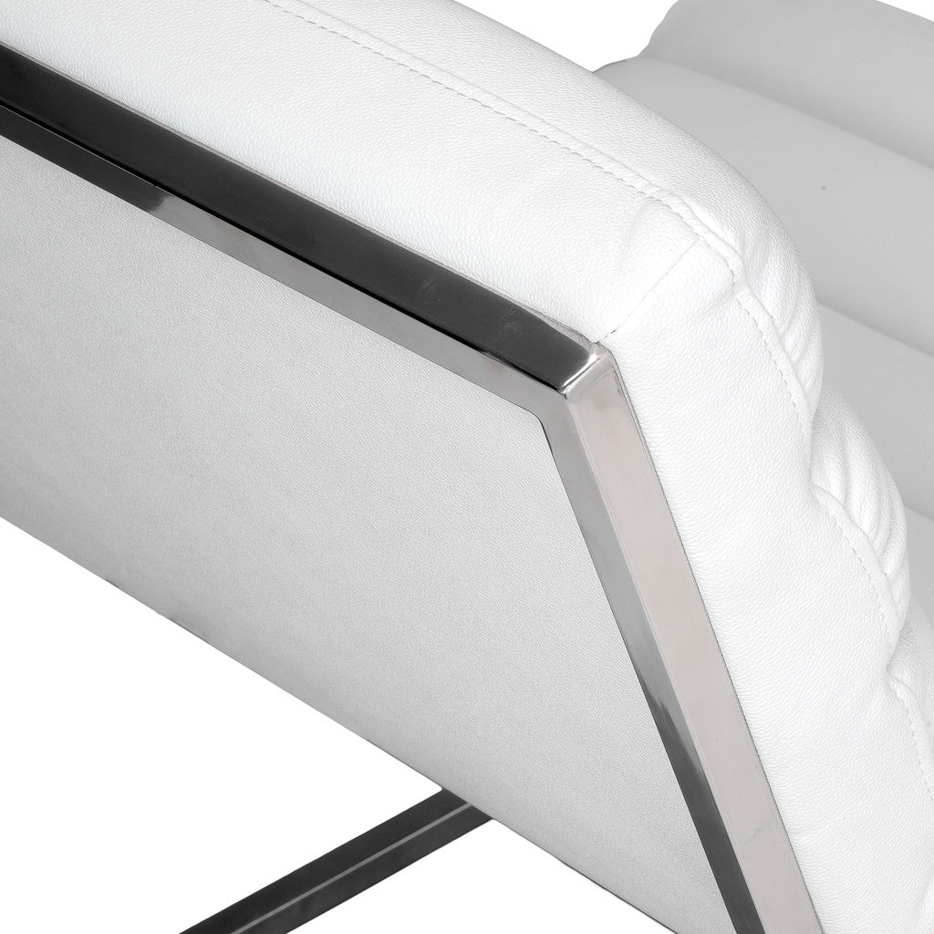 Caviar Bonded Leather & Steel Lounge Accent Chair in White V1041-JMC-1059WHITE