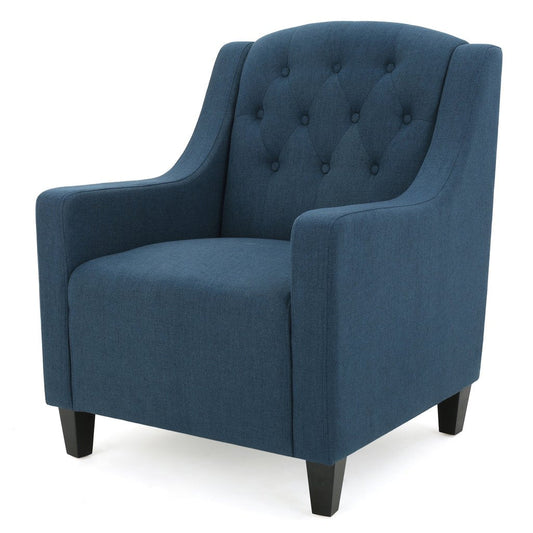 Canberra Linen Fabric Tufted Armchair in Dark Blue V1041-JSF-5007DARKBLUE