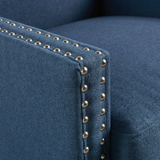 Cecilia Classic Studded Dark Blue Wingback Club Armchair V1041-JSF-5061DARKBLUE