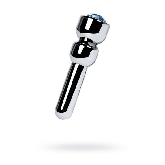 Metal Silver Urethral Plug W Sapphire Rhinestone Small V1055-7CC45842100057