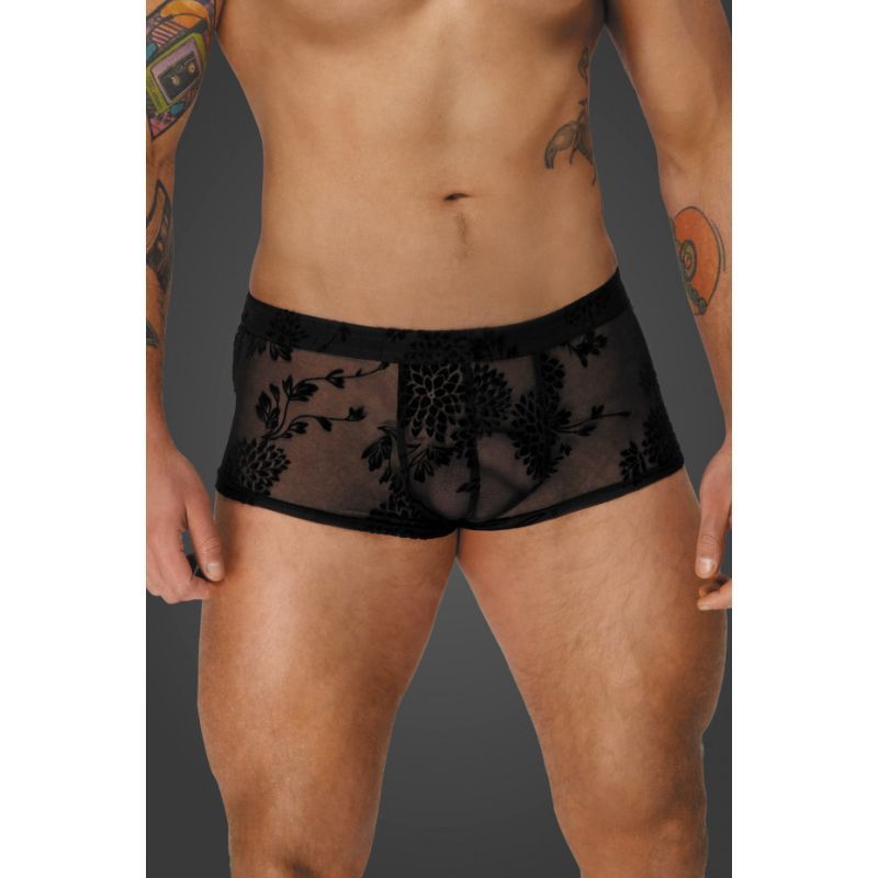Noir Flock Embroidery Short Shorts V1055-7CZ45870100061