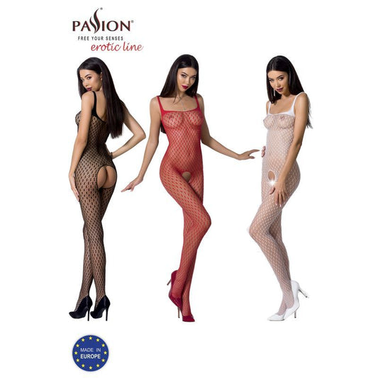 Passion Lingerie Bodystocking Bs071 Red - White V1055-7FU45822100008