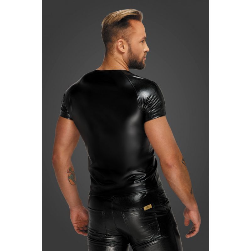 Noir Wetlook T Shirt With Snake Sleeves Black - Black - Extra Large V1055-7ID45884100095
