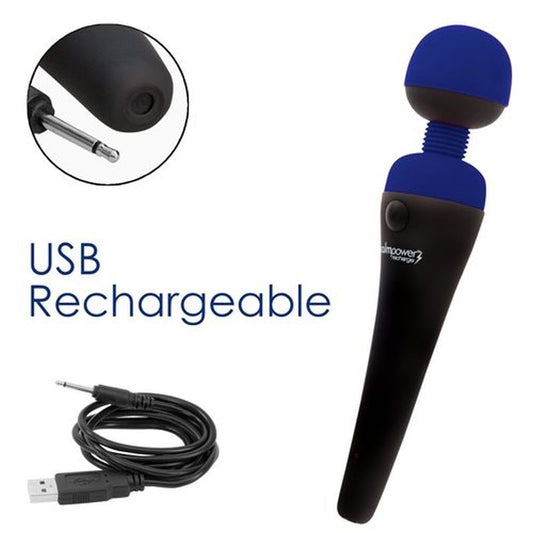 Palmpower Massage Wand Rechargeable Waterproof Blue V1055-7IR45903100060