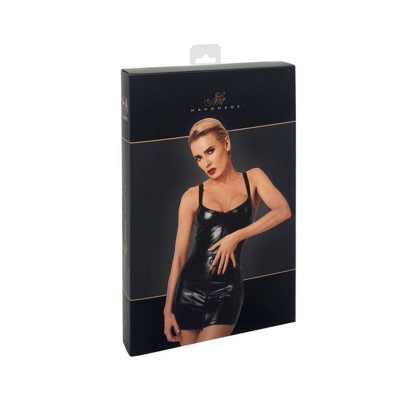Noir Starlet Wetlook Minidress Ring Belt - Black - Large V1055-7IR45903100087