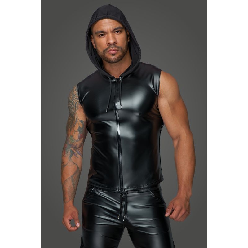 Powerwetlook Sleeveless Hooded Shirt w 2 Way Zipper V1055-7JB45905100012