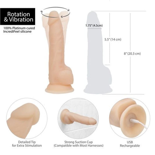 Satisfyer Rotating 8In Vibrating Dildo With Remote Vanilla V1055-7PC45890100561