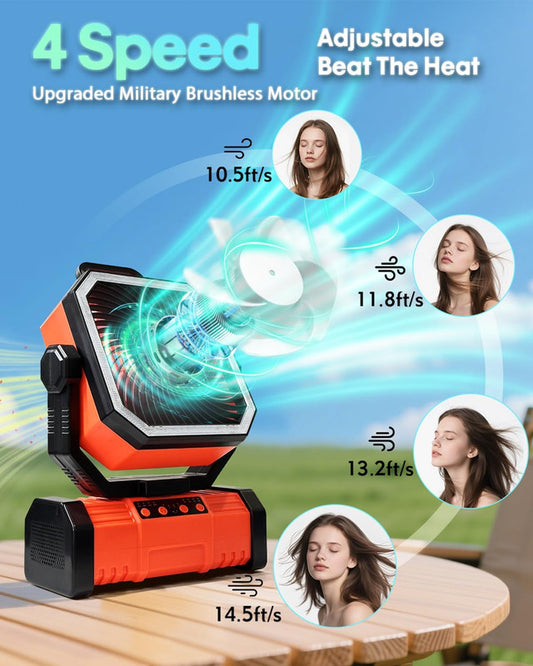 20000mAh Portable Camping Fan, Rechargeable Battery Operated Oscillating Camp Tent Fan W/Remote control, 4 V1079-CAMPINGFANOG