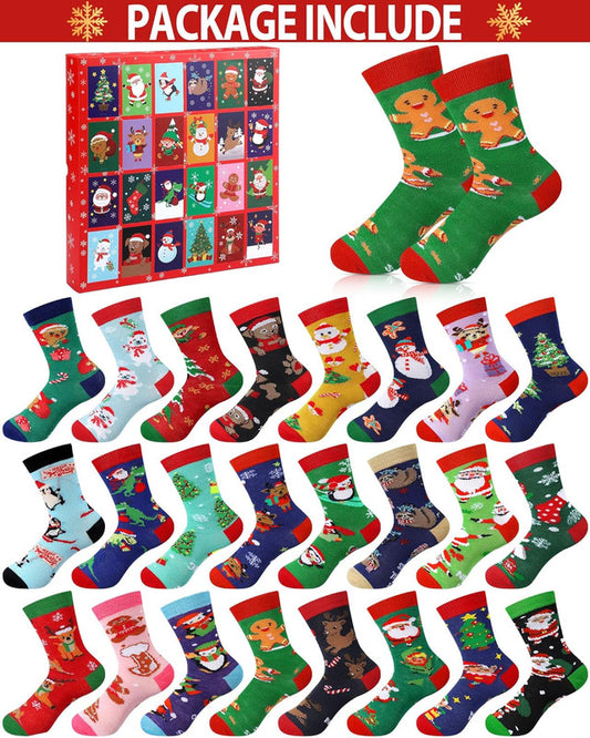 Advent Calendar 2025 Adult Men 24 Days of Christmas Cotton Socks US 7-13 Fun Christmas Sock Advent Calendar V1079-SOCKRED