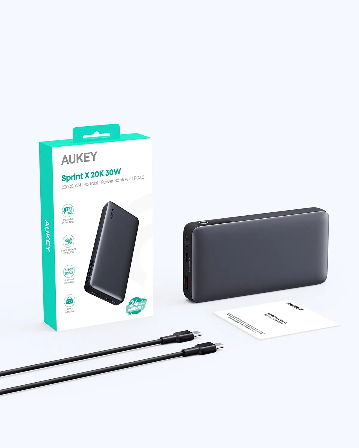 Aukey Sprint X 20K 30W 20000mAh Portable Power Bank with PD3.0 (PB-Y42) V1089-LLTSN1047247