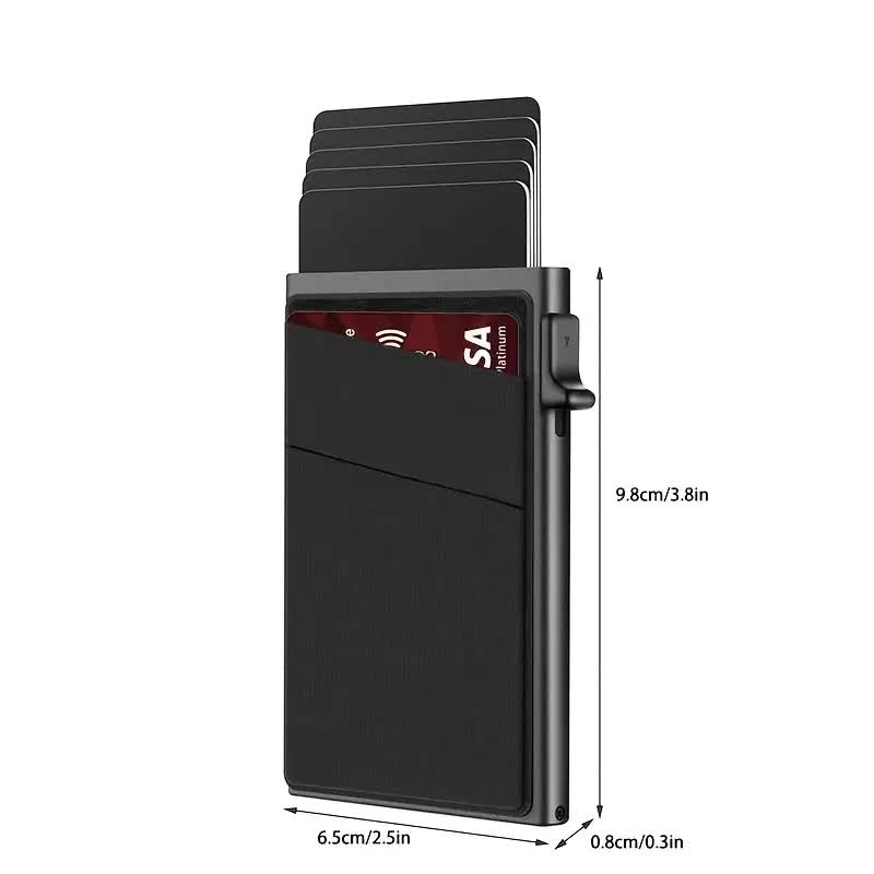 Contemporary Acrylic RFID Blocking Card Holder - Minimalist Business Wallet for Men, Automatic Pop-Up, 1pc V1091-TCSQB