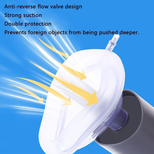 anti-choking device, Heimlich instrument, negative pressure suction, airway clearance, choking emergency, V1102-108-BLA-26043