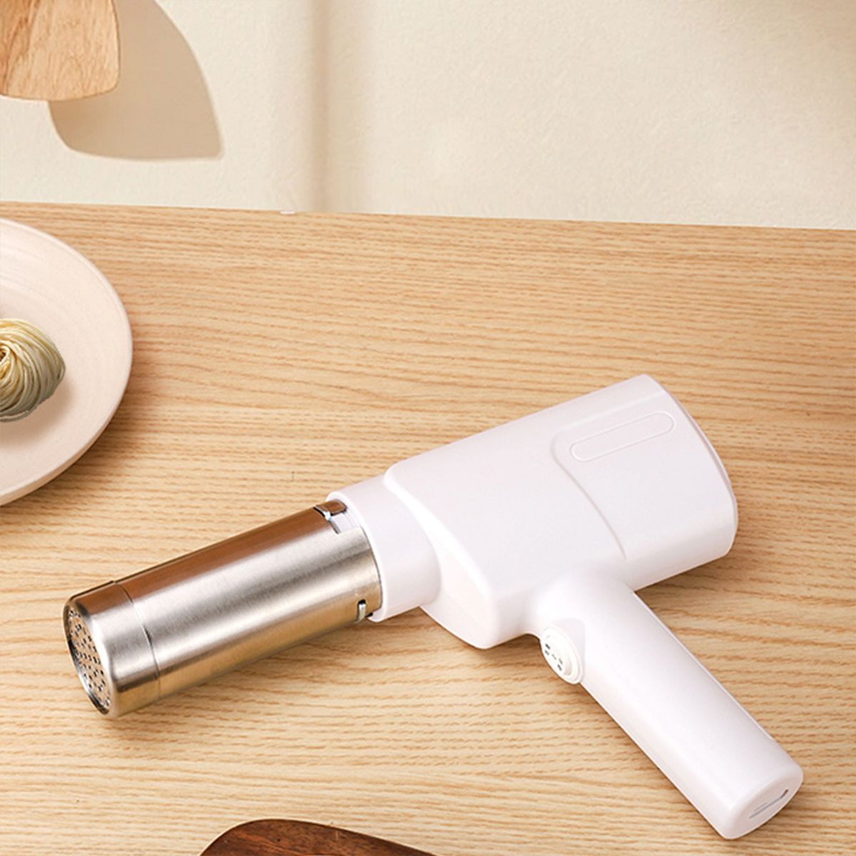 handheld noodle making machine, noodle maker, kitchen appliance, five noodle models, detachable cleaning, V1102-122-WHI-40406