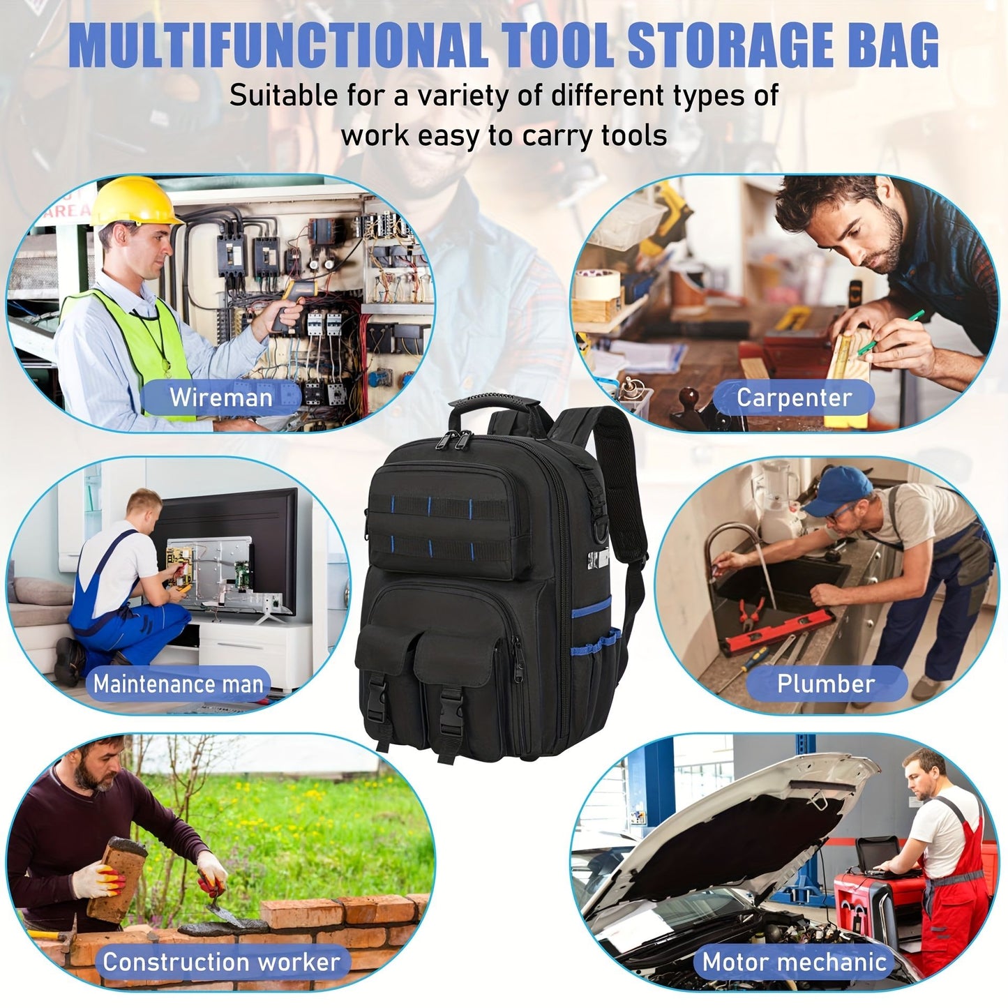 Black travel backpack, multi-pocket backpack, comfortable backpack, backpack with waist support, backpack V1102-127-GRA-25132