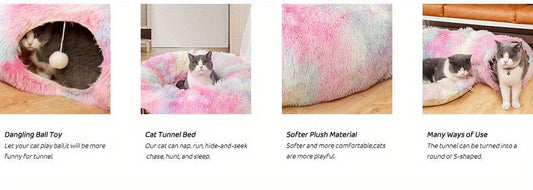 cat bed, fluffy cat bed, cat hide - away bed, multi - cat bed, pet furniture V1102-136-GRE-44379