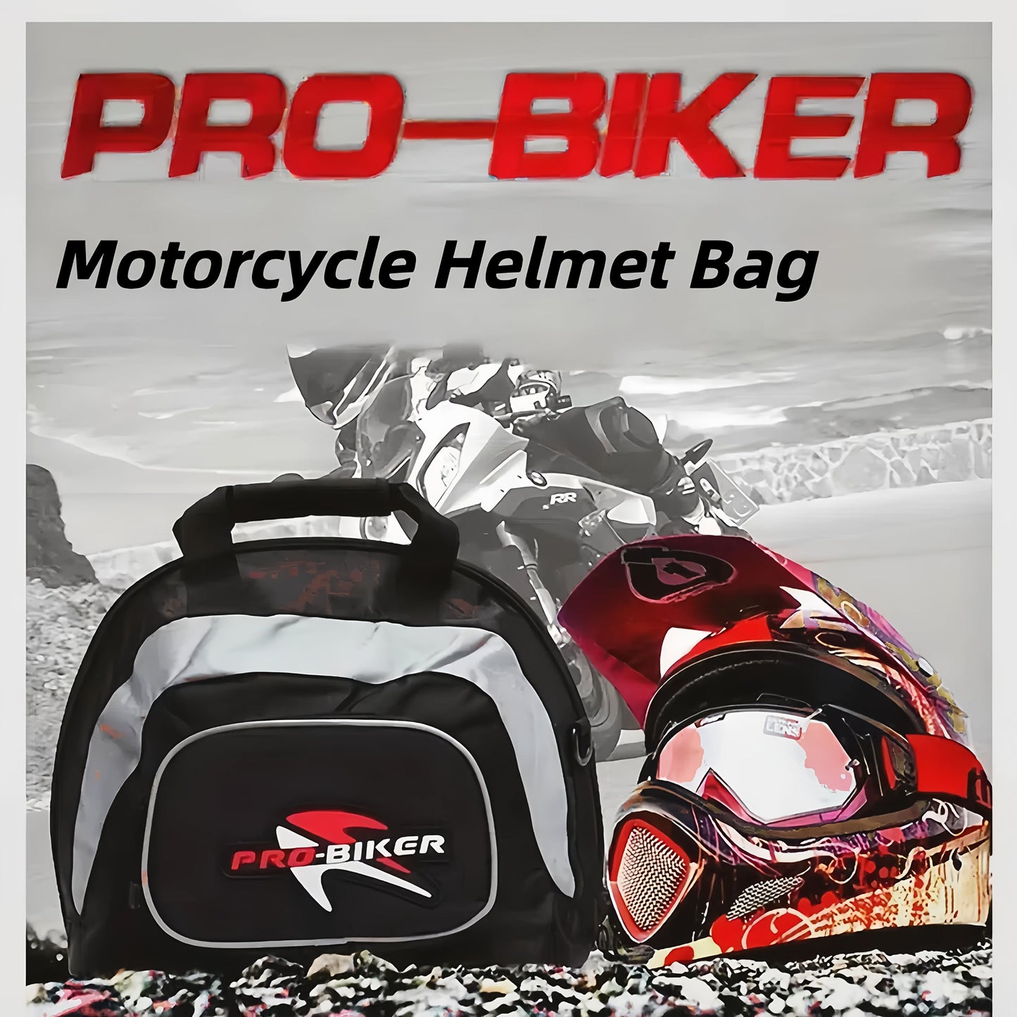Black White motorcycle shoulder bag, Pro Biker bag, biking accessory, high-quality bag, durable bag, biker V1102-139-WHI-11456