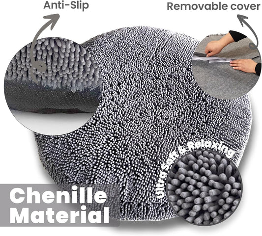 Puppy & Cat Dog Bed, Soft & Relaxing Round Dog Bed, Chenille Material, Removable Cover, Washable & Tumble Dry V1102-B0CCXH53LW