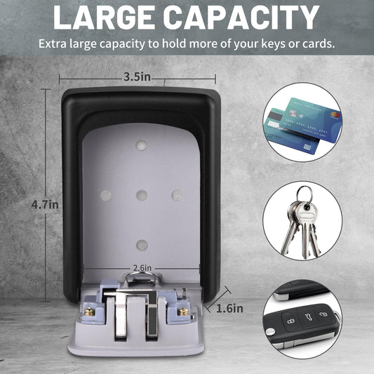 Wall-mounted Key Lock Box, Outdoor 4-Digit Weatherproof Lock Box, Large Capacity Lock Box for 5 Keys, Key V1102-B0DFW6S3W8