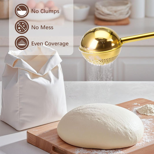 Flour Duster, One-Hand Operation, 304 Stainless Steel Powdered Sugar Bowl Duster, Dusting Flour Sieve, Gift V1102-B0FVSNCV5Y