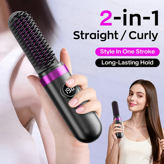 New Portable Hair Straightening Comb, USB rechargeable, 4000mAh battery, includes charging dock. Intelligent V1102-BXZFQ002